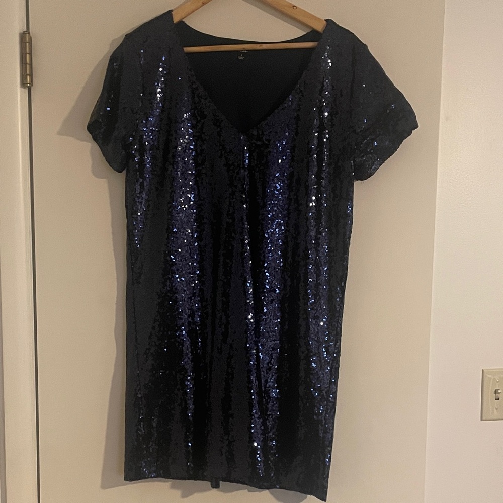 Lulu's Midnight Blue Sequin Mini Dress